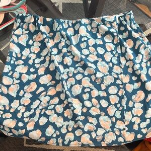 LOFT A-Line Skirt in Blue and Peach Print